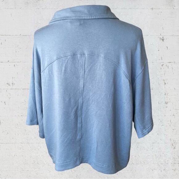 Athleta Blue Westwood Sweatshirt Tee V Neck Boxy Oversized Size Small - Picture 6 of 10